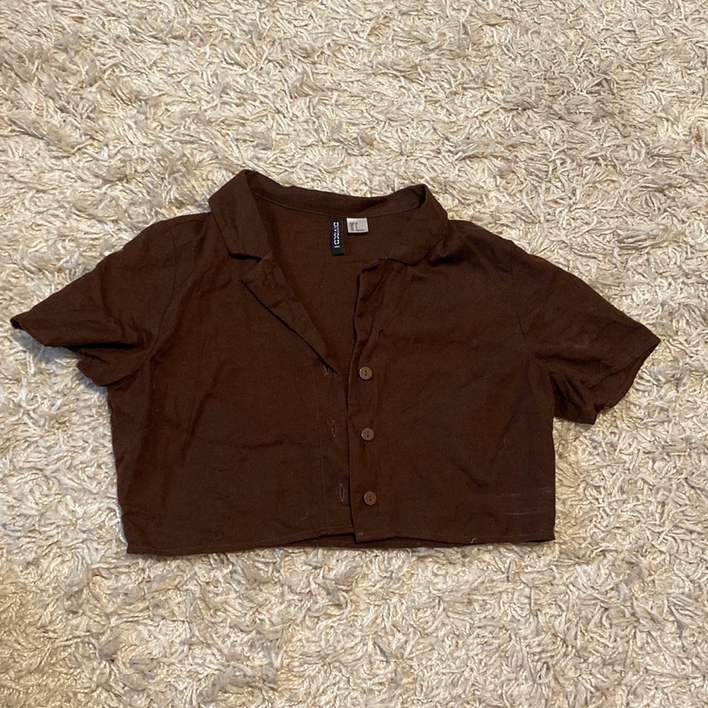 Cropped Brown Button Down